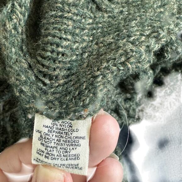 Anthropologie Shrunk Wool Sweater Button Shoulder Olive Green Cottagecore S - Picture 8 of 8